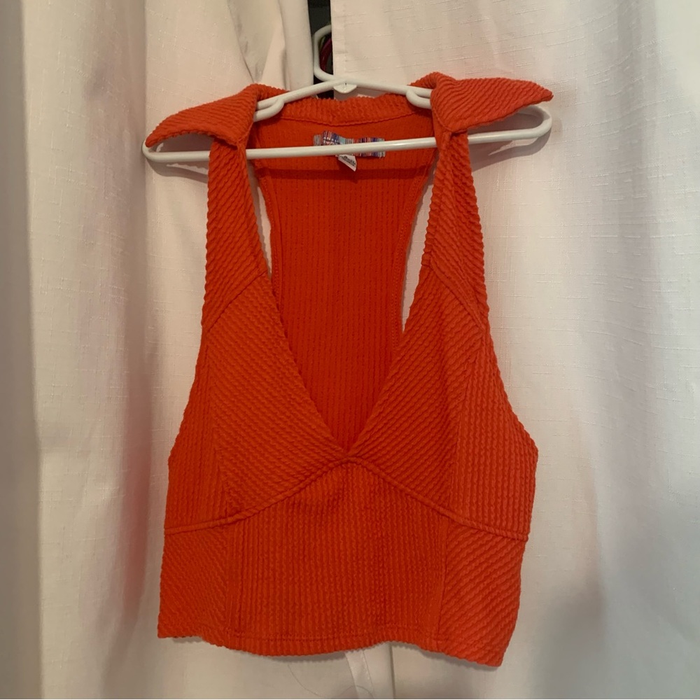 Urban Outfitters Orange Halter Top w/ Collar
